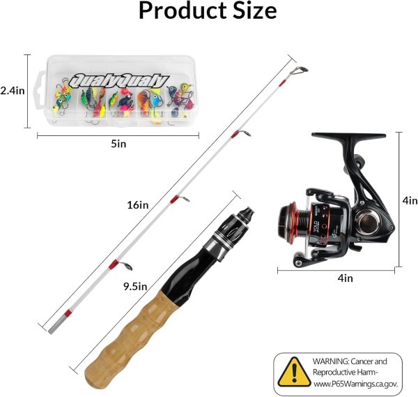 QualyQualy Ice Fishing Rod Reel Combo Complete Set Ice Fishing Gear with - Image 5