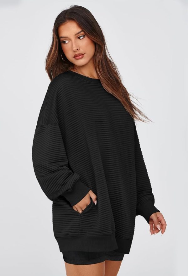 MEROKEETY Oversized Sweatshirt for Women 2024 Fall Long Sleeve Crew Neck - Image 3
