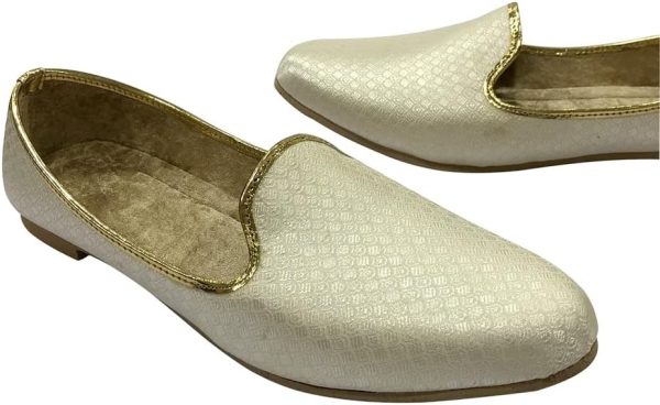 Punjabi Mojaris Mens Shoes Cream Wedding for Groom,Traditional Indian - Image 2
