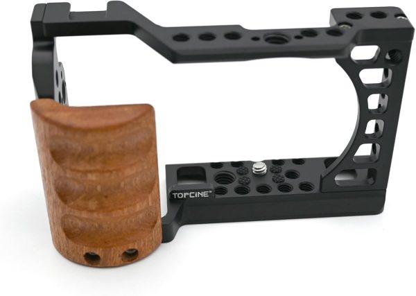 Camera Cage with Wood Handgrip Compatible for Sony Alpha A6400 A6300 A6000 - Image 6