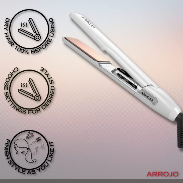 Arrojo AP-C450 White Ceramic Smoothing Iron — Dual Voltage Flat Iron — 450 - Image 4