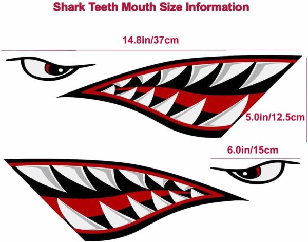 Shark Teeth Mouth Reflective Decals Graphics Sticker Fishing Boat Canoe Car - Image 5