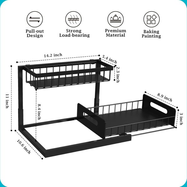 REALINN Under Sink Organizer, Pull Out Cabinet Organizer 2 Tier Slide Out - Image 2