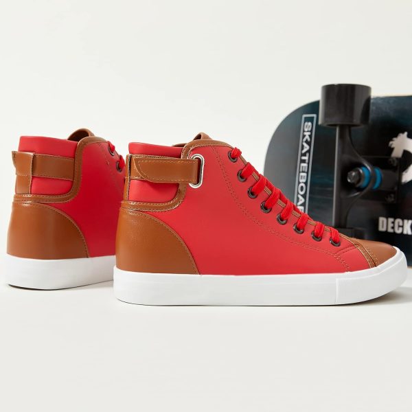 yageyan Men White high top Sneakers for Casual Black pu Leather Fashion - Image 4