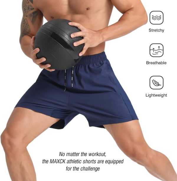 2 Pack Mens Lightweight Athletic Running Shorts 5'' Quick Dry Gym Workout - Image 4