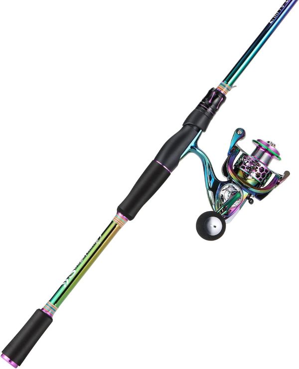 Sougayilang Spinning Fishing Reel Rod Combo, Two Pieces Colorful Poratble - Image 2