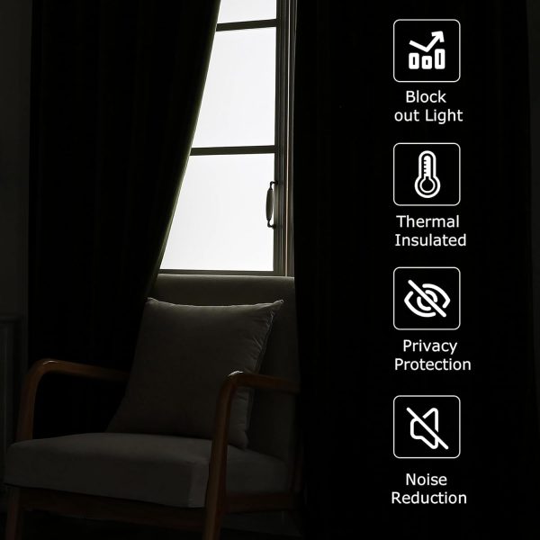 Dchola Dark Green Velvet Curtains for Bedroom Window with Back Tab, Super - Image 5