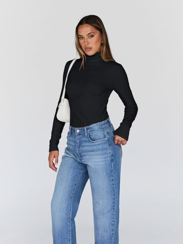 Trendy Queen Women's Turtleneck Long Sleeve Shirts Fall Fashion Basic - Image 3