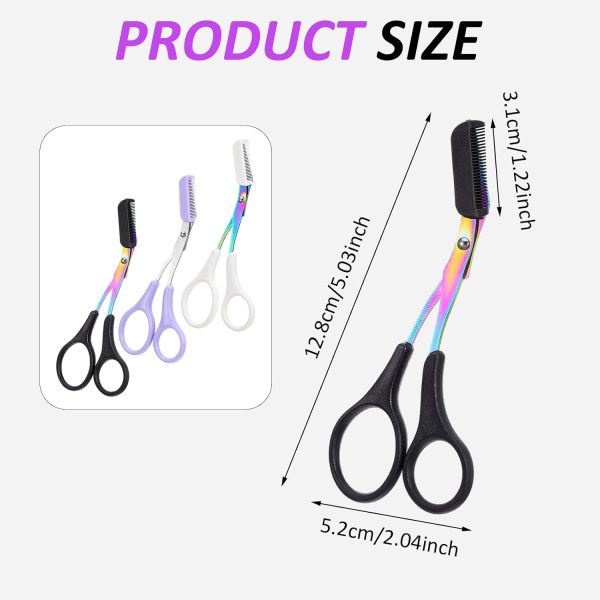 3Pcs Eyebrow Trimmer Scissor with Comb Professional Precision Eyebrow - Image 2