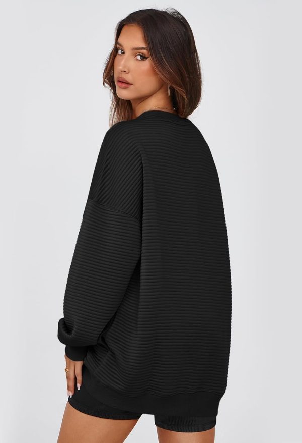 MEROKEETY Oversized Sweatshirt for Women 2024 Fall Long Sleeve Crew Neck - Image 4