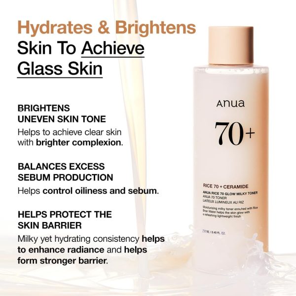 ANUA Rice 70 Glow Milky Toner, for Glass Skin, Rice Water, Niacinamide, - Image 4