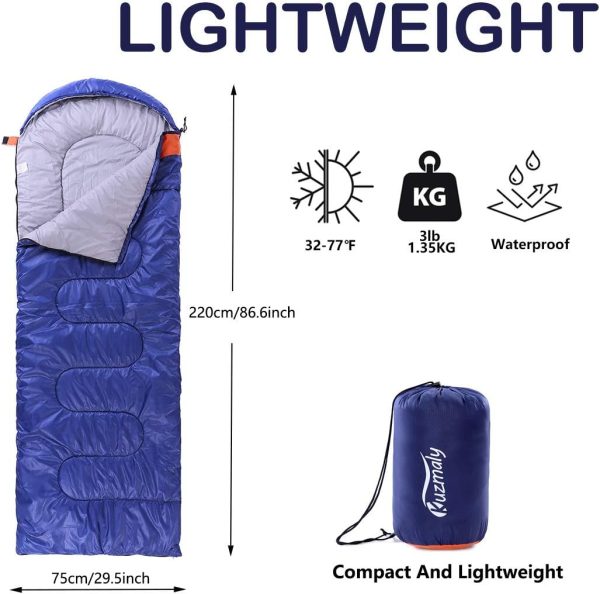 Camping Sleeping Bag 3 Seasons Lightweight &Waterproof with Compression - Image 2