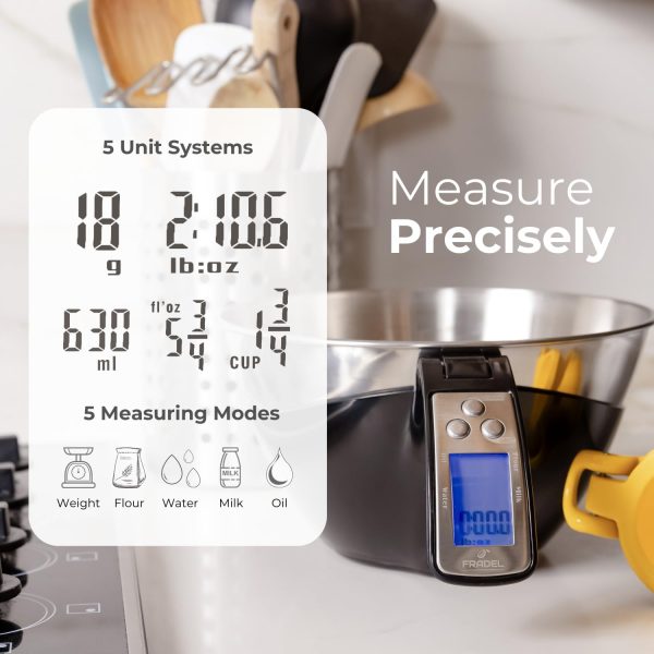 Fradel Digital Kitchen Food Scale & Mixing Bowl - Measuring Cup Scale in - Image 3