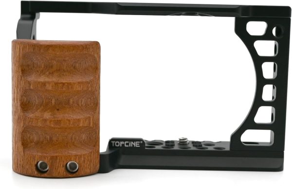 Camera Cage with Wood Handgrip Compatible for Sony Alpha A6400 A6300 A6000 - Image 7