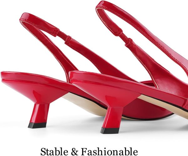 JENN ARDOR Slingback Heels for Women Low Heels Dress Shoes Kitten Pumps - Image 5
