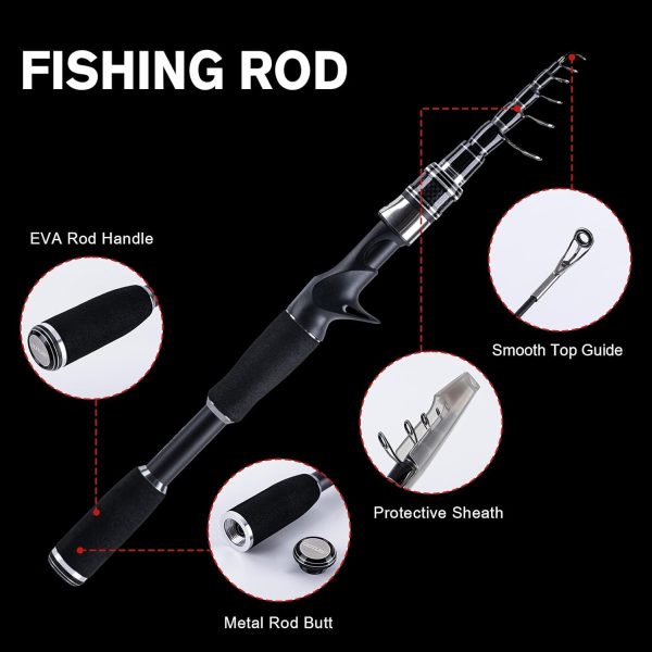 Goture Telescopic Fishing Rod, Fishing Pole with 24Ton Carbon Fibre, Packs - Image 5