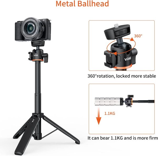 UURIG 21.6" Extension Pole Tripod, Mini Selfie Stick Tripod Stand Handle - Image 5