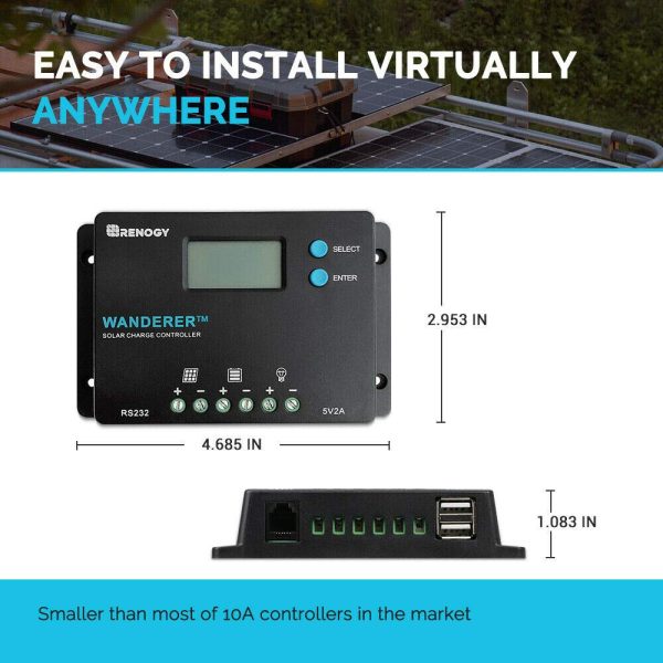 Renogy 10 Amp 12V/24V PWM Negative Ground Solar Charge Controller Compact - Image 8