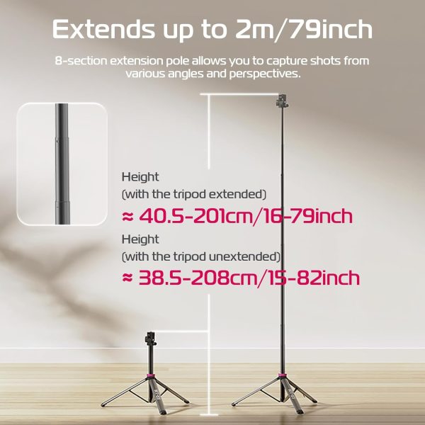 ULANZI MT-89 Extendable Tripod Aluminum, 82" Portable Adjustable Light - Image 3
