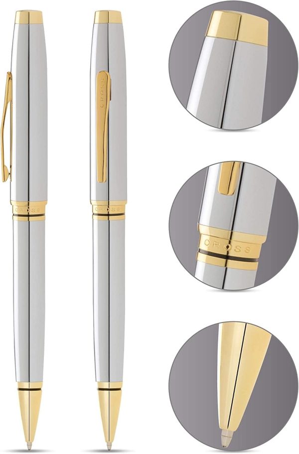 Cross Coventry Polished Chrome with Gold-Tone Ballpoint Pen - Image 4
