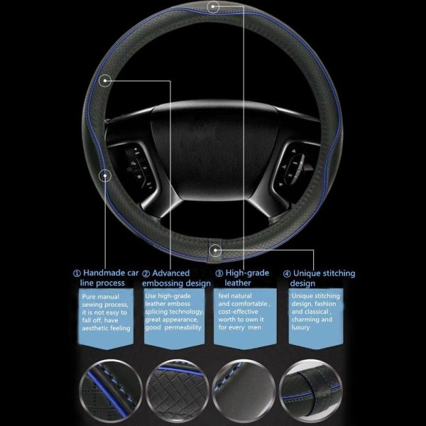 Car Steering Wheel Cover, Anti-Slip, Safety, Soft, Breathable, Heavy Duty, - Image 3