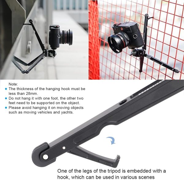 Koolehaoda Mini Camera Tripod Table Tripod with Hook, Aluminum Portable - Image 6