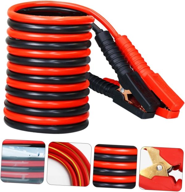 Car Battery with Heavy Duty Jump Leads Heavy Duty Booster Cables Auto Car - Image 8
