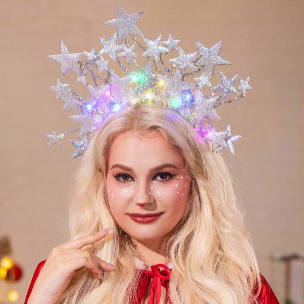 DRESBE Light Up Star Headband LED Stars Crown Headbands Party Hair - Image 4