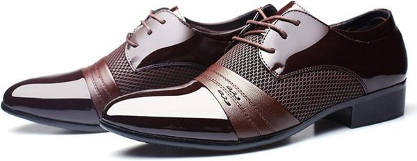 Men's 2024 Dress Shoes Patent Leather Shoes Soft Sole Breathable Mesh - Image 2