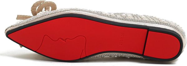 Flats Shoes Women Rhinestone Wedding Flats Pointed Toe Ballet Flat Shoe Low - Image 4