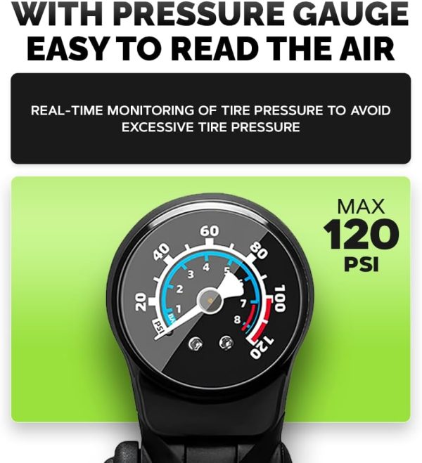 Mini Bike Pump Portable Frame Pump with Pressure Gauge, Air Ball Pump - Image 2