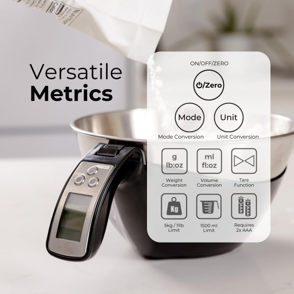 Fradel Digital Kitchen Food Scale & Mixing Bowl - Measuring Cup Scale in - Image 4