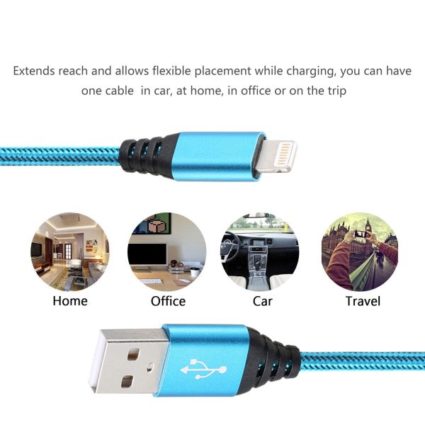 iPhone Charger 5Pack 10FT Lightning Cable Nylon Braided USB Cables Fast - Image 5