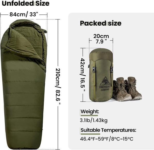 OneTigris Bushcrafter’s Sleeping Bags, Mummy Sleeping Bag for Camping - Image 3
