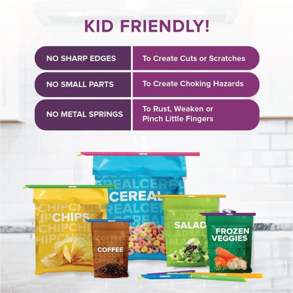 GripStic Bag Clips. 12pc Durable Food Clip Set for Kitchen Storage. - Image 3