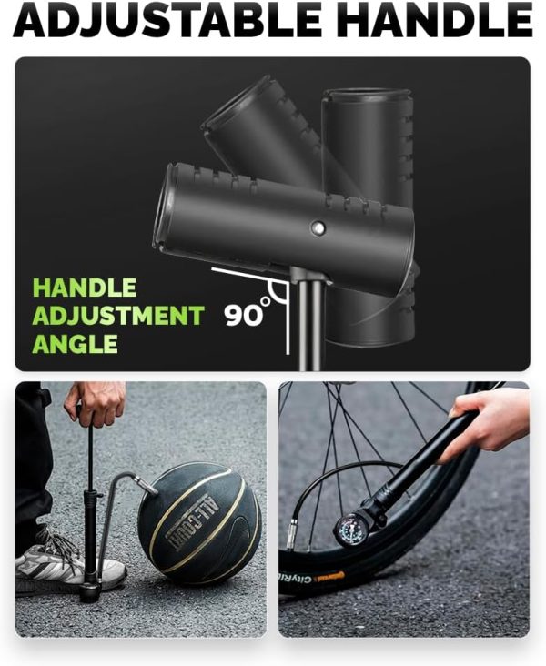 Mini Bike Pump Portable Frame Pump with Pressure Gauge, Air Ball Pump - Image 4