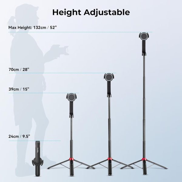 SMALLRIG Magnetic Phone Tripod Stand w Remote, 52" Portable Selfie Stick, - Image 4