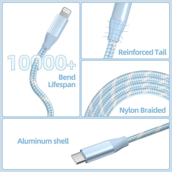 USB C to Lightning Cable 3 Pack 6FT Apple MFi Certified iPhone Fast Charger - Image 4