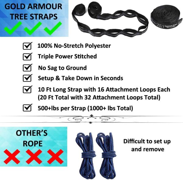 Gold Armour Camping Hammock - XL Double Hammock Portable Hammock Camping - Image 4