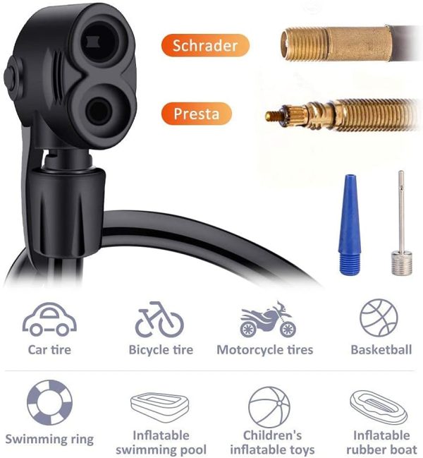 Bike Pump, Mini Bicycle Pump Portable Bike Floor Pump with Presta and - Image 3