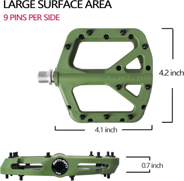 FIFTY-FIFTY Mountain Bike Pedals, Non-Slip MTB Nylon Composite Pedals, - Image 3