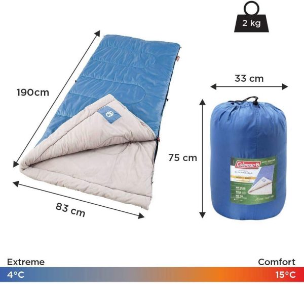 Coleman Sun Ridge 40°F Sleeping Bag, Cool-Weather Lightweight Sleeping Bag - Image 3