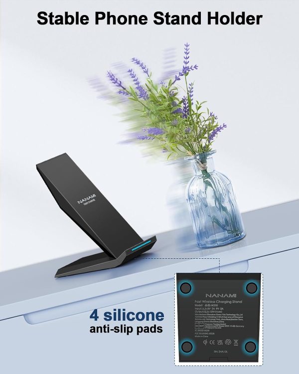 Fast Wireless Charger, NANAMI 15W Qi Certified Wireless Charging Stand - Image 6
