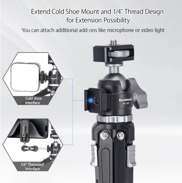 Koolehaoda Mini Camera Tripod Table Tripod with Hook, Aluminum Portable - Image 5