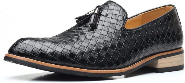 Mens Slip On Dress Shoes Leather Tassel Loafers - Image 4