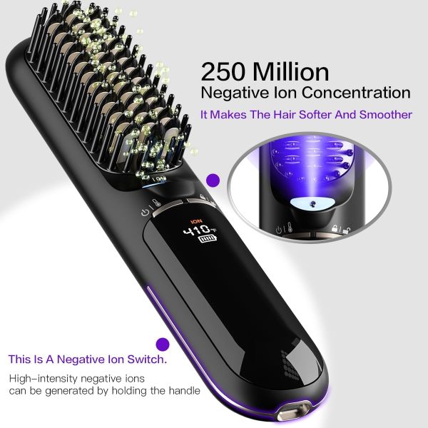 Cordless Hair Straightener Brush，6 Modes，410°F ，Portable Mini Hair - Image 4