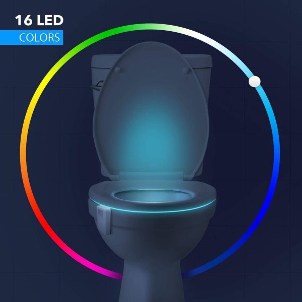 Chunace Toilet Bowl Night Light Motion Sensor, 16 Color Changing LED - Image 3