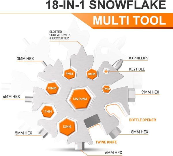 Dusor Gifts for Men, 18-in-1 Snowflake Multitool, Mens Stocking Stuffers, - Image 2