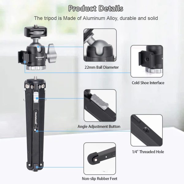 Koolehaoda Mini Camera Tripod Table Tripod with Hook, Aluminum Portable - Image 2
