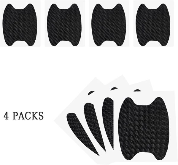 4PCS Sticker, Carbon Fiber Anti-Scratches Car Door Cup Protector, - Image 5